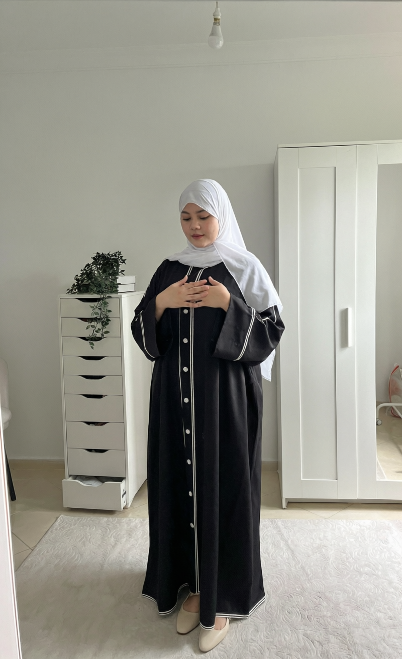 Abaya Moderne Contrastée – REF 1023 | Zinna Style