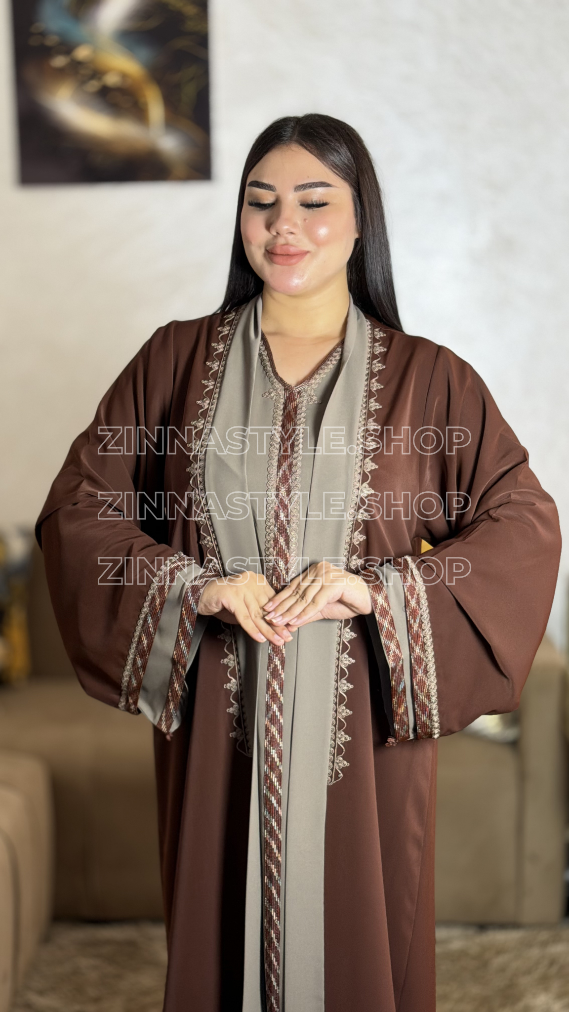 Caftan Long Sfifa & Kimono 2 Pièces – REF 1057 | Zinna Style