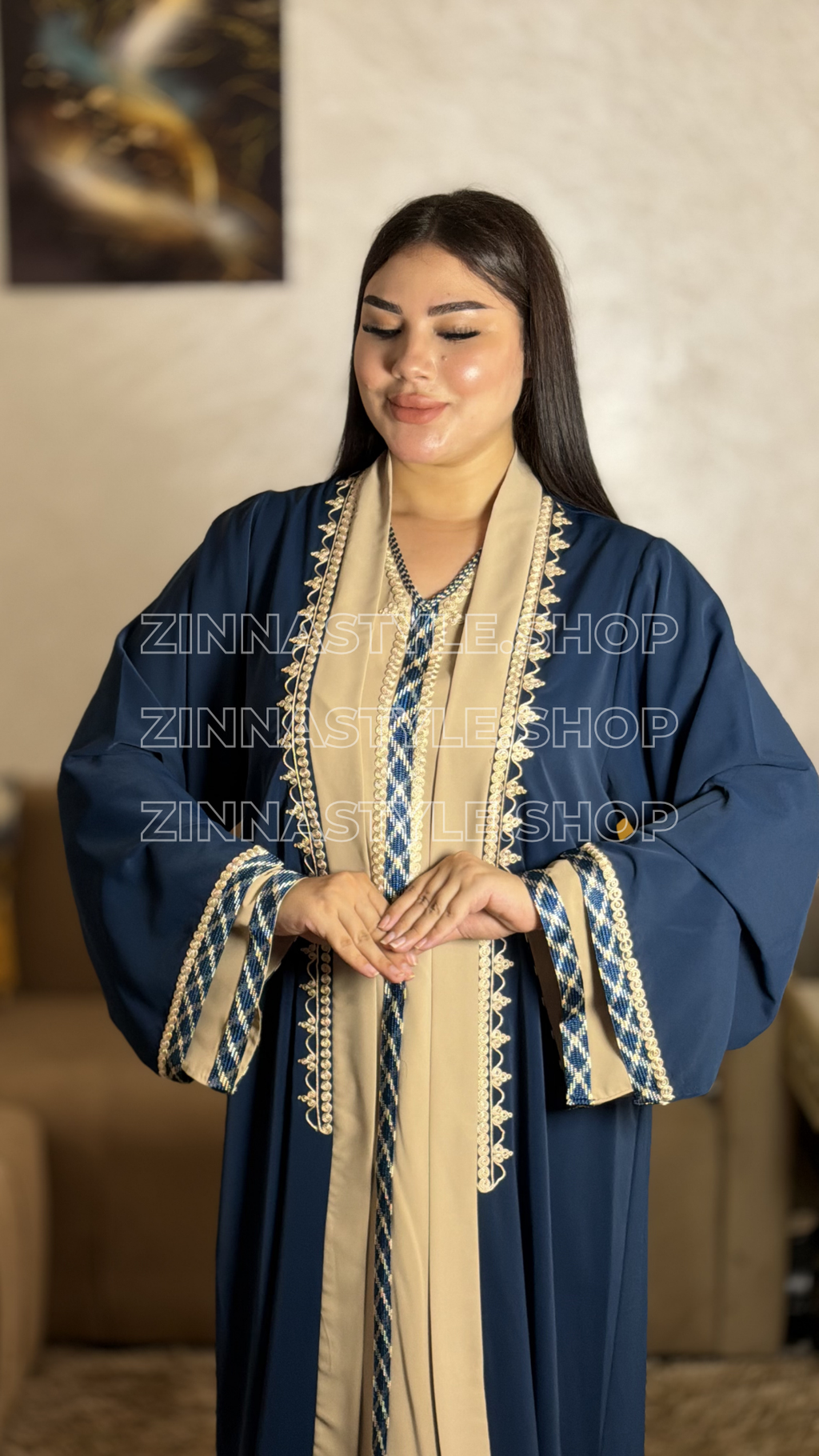 Caftan Long Sfifa & Kimono 2 Pièces – REF 1057 | Zinna Style