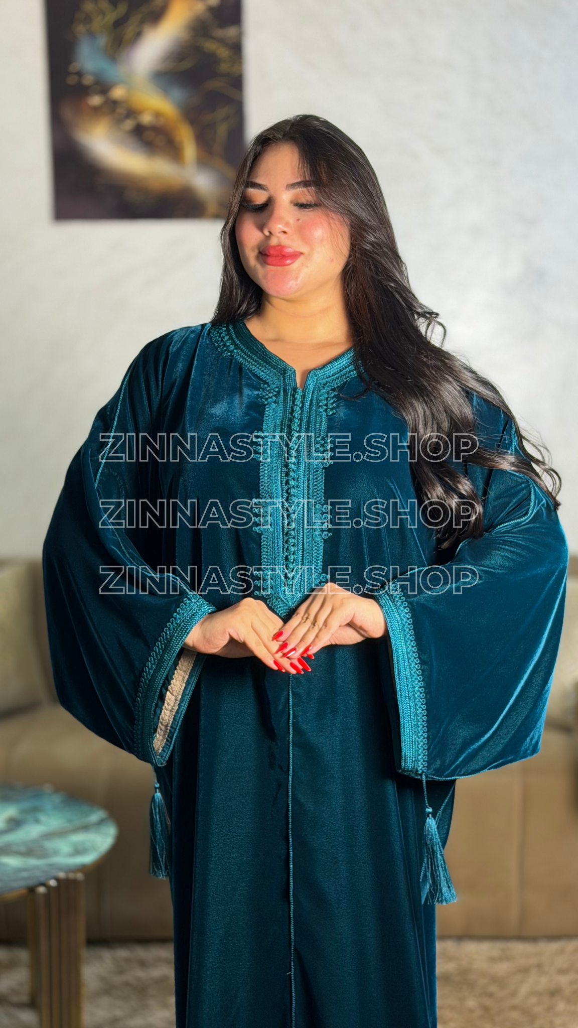 Gandoura Oversize En Velour avec Shosha