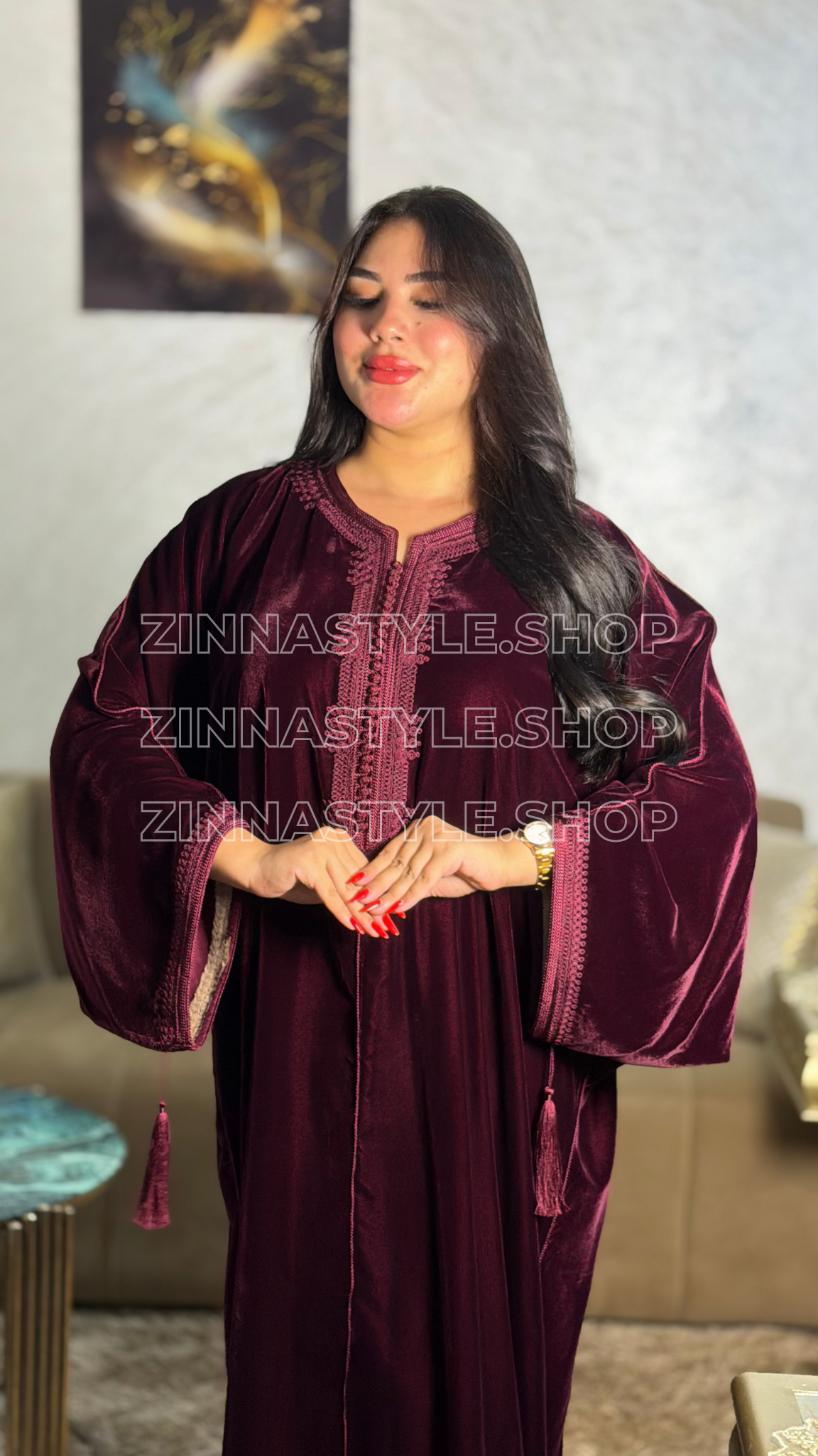 Gandoura Oversize En Velour avec Shosha