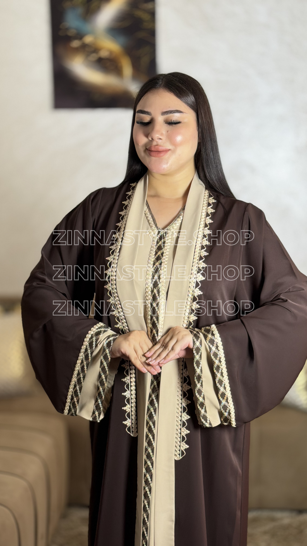Caftan Long Sfifa & Kimono 2 Pièces – REF 1057 | Zinna Style