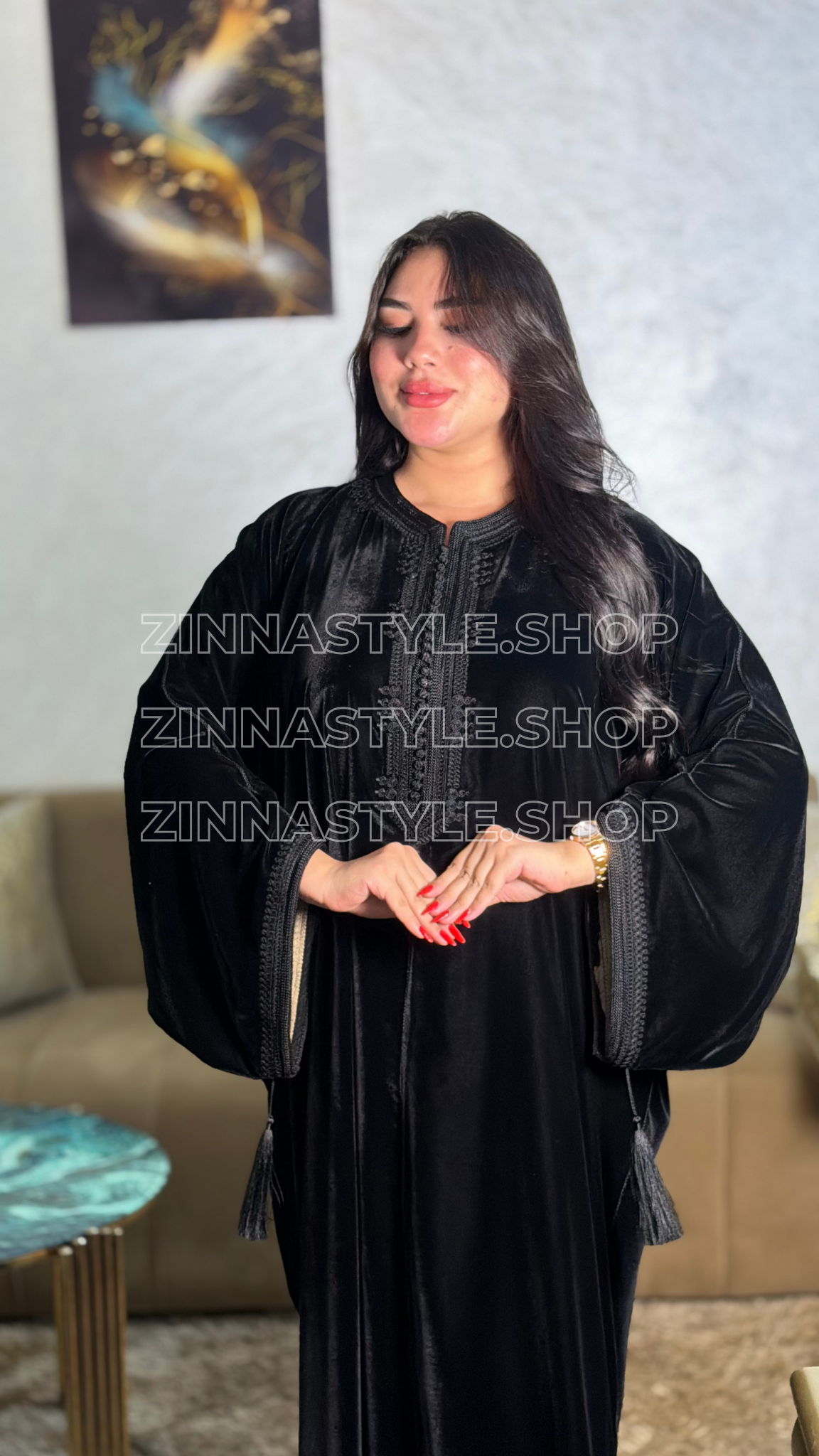 Gandoura Oversize En Velour avec Shosha
