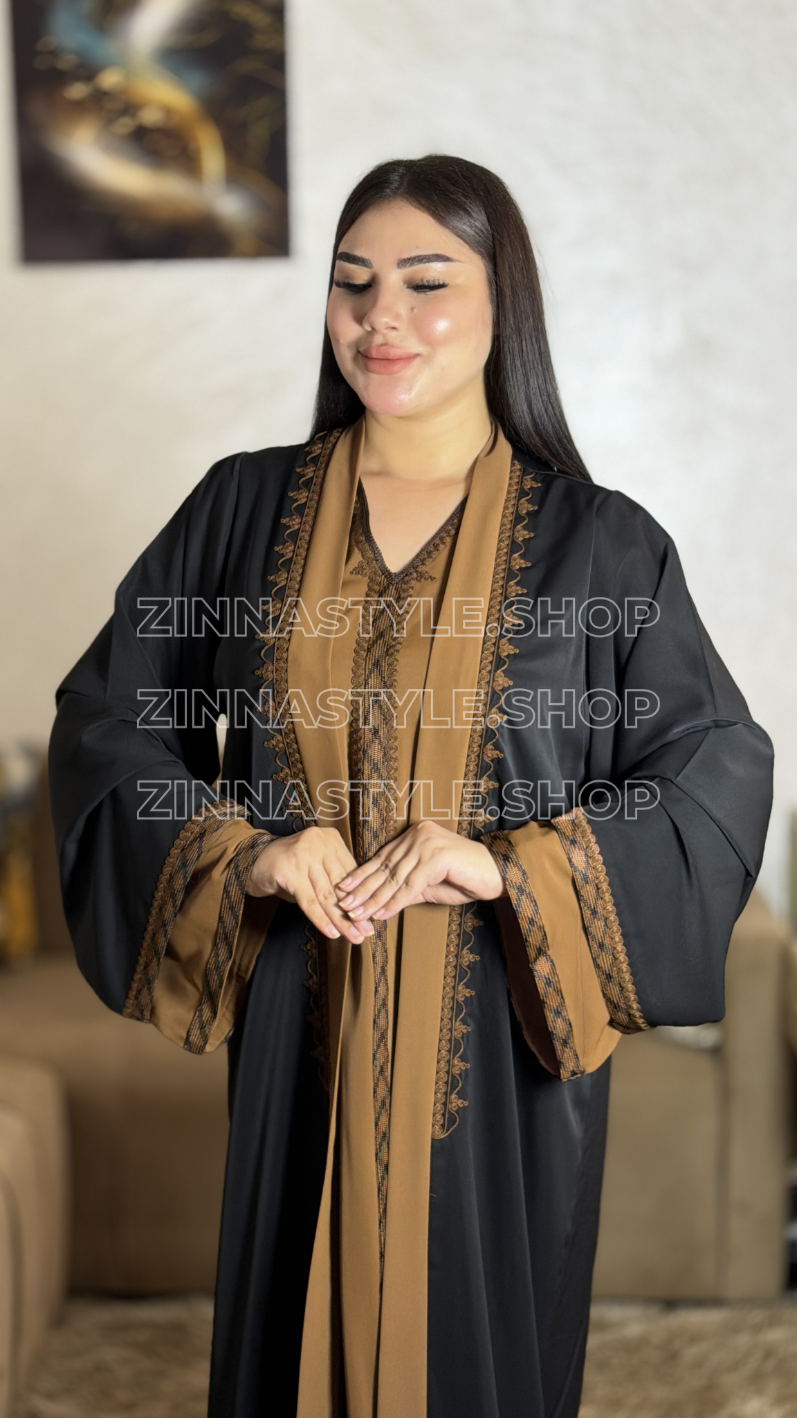 Caftan Long Sfifa & Kimono 2 Pièces – REF 1057 | Zinna Style
