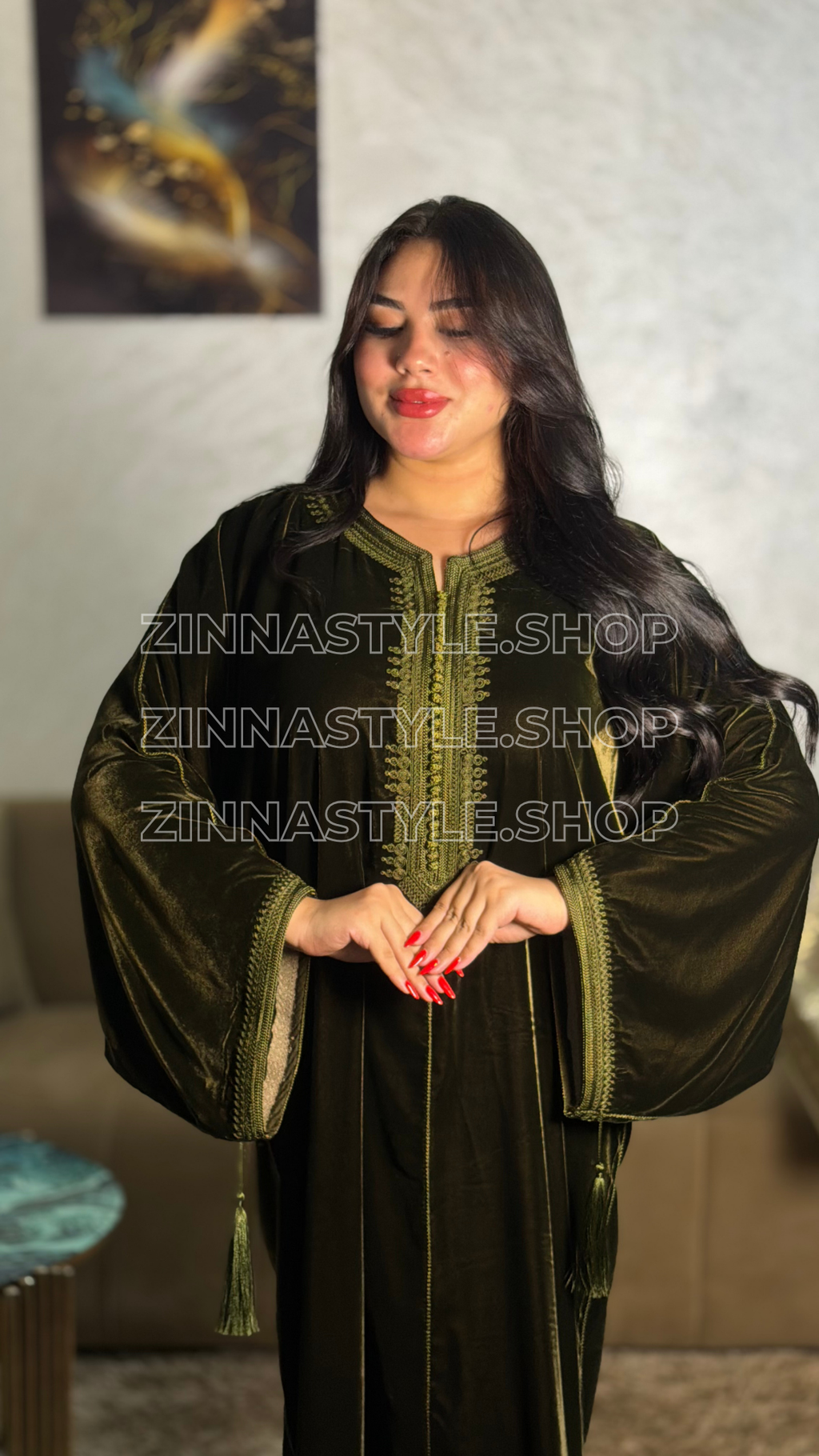 Gandoura Oversize En Velour avec Shosha
