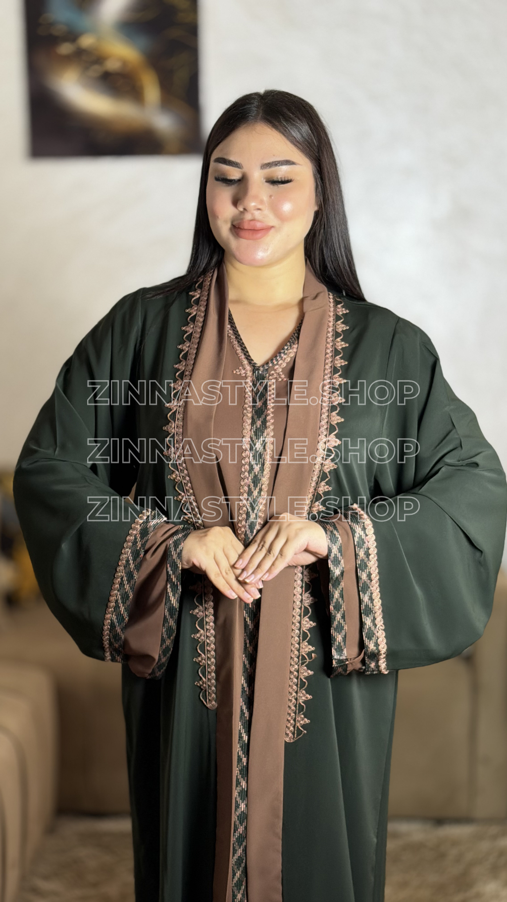 Caftan Long Sfifa & Kimono 2 Pièces – REF 1057 | Zinna Style